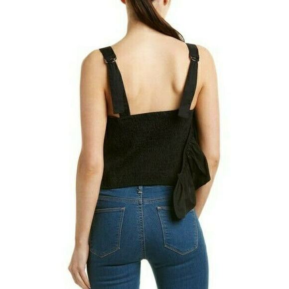WALTER BAKER Kim black blouse shirred ruffle cotton poplin tank top Size XS NEW - Picture 9 of 10